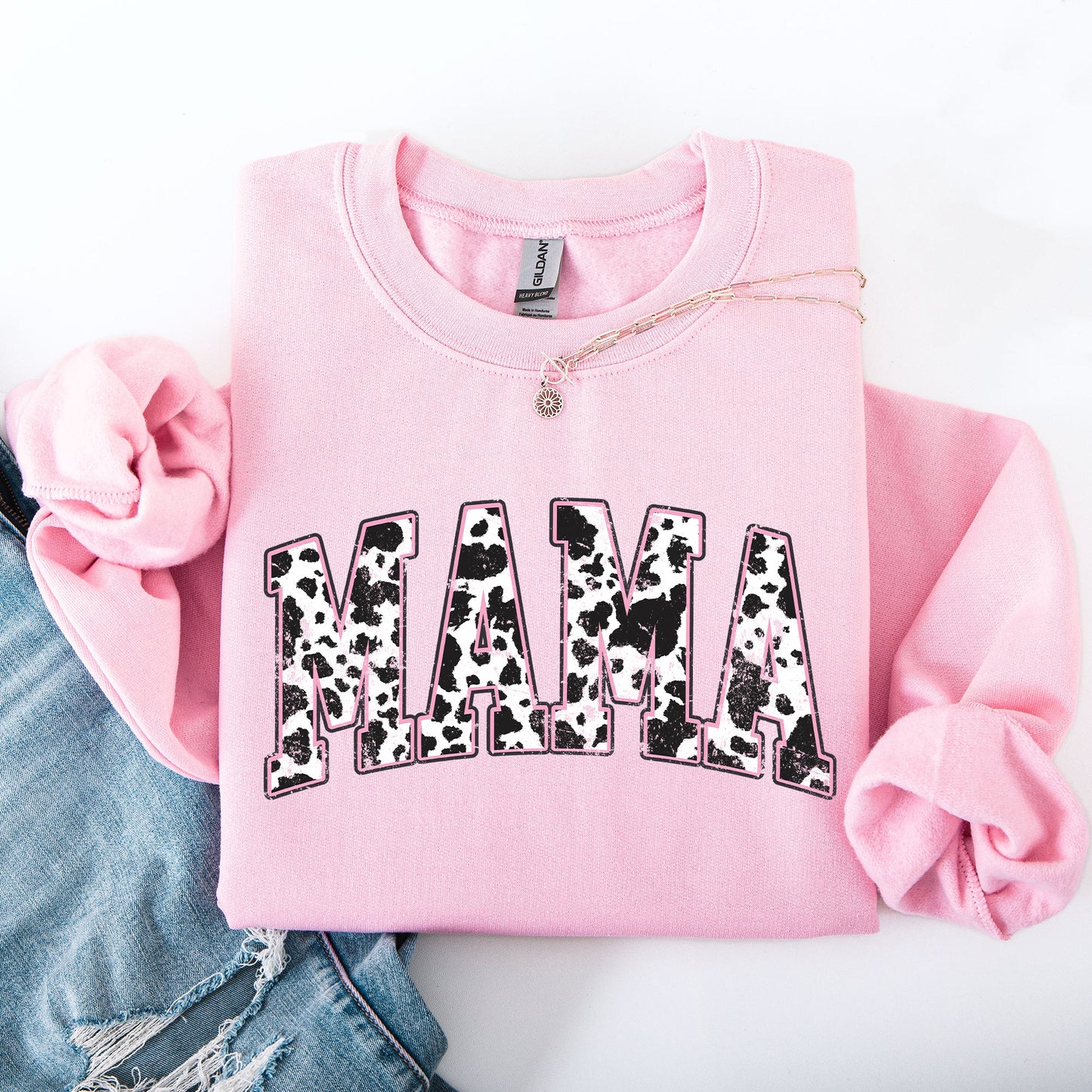 Mama Cow Print, Vintage, Western, Country, Farm, Cowboy, Cowgirl Sweatshirt