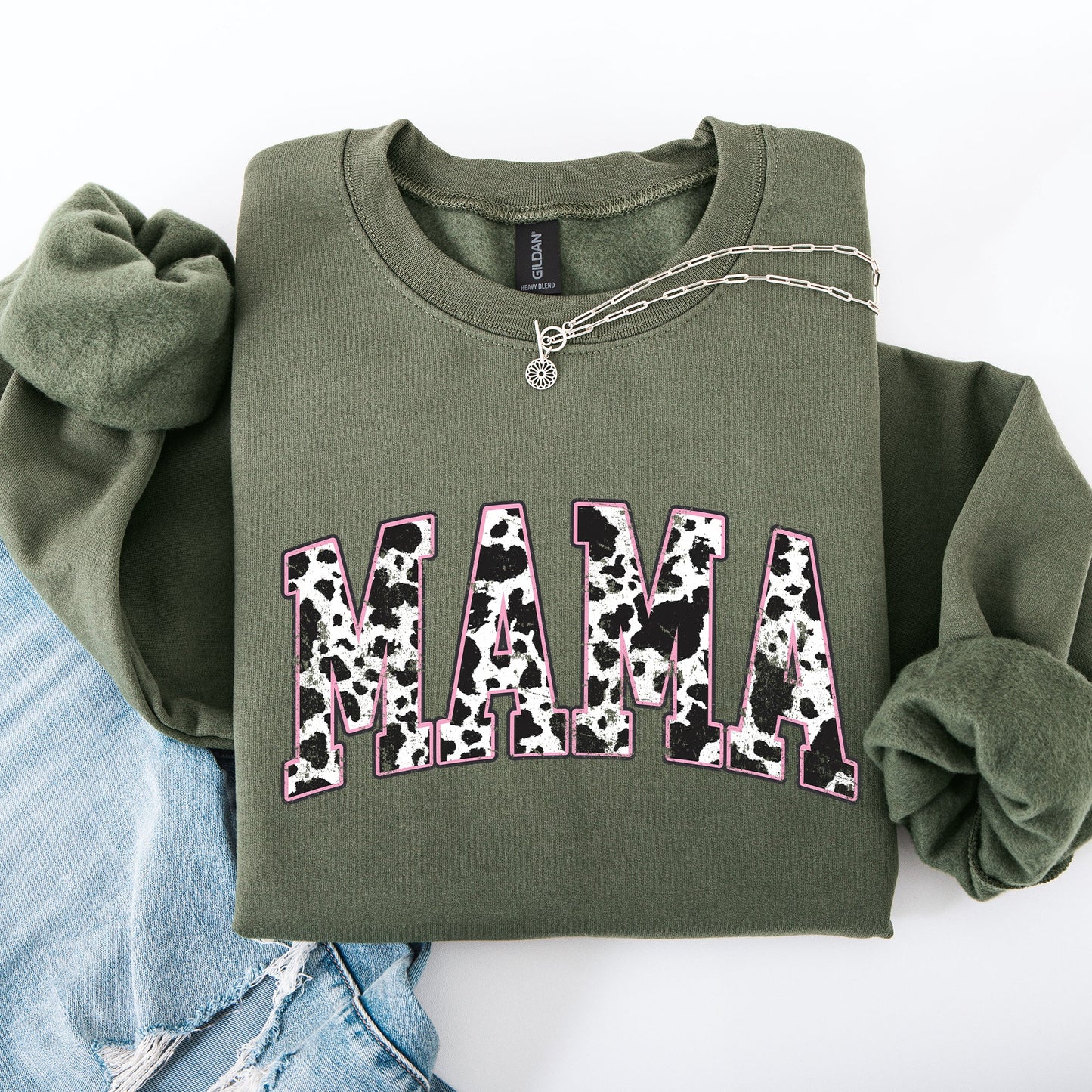 Mama Cow Print, Vintage, Western, Country, Farm, Cowboy, Cowgirl Sweatshirt