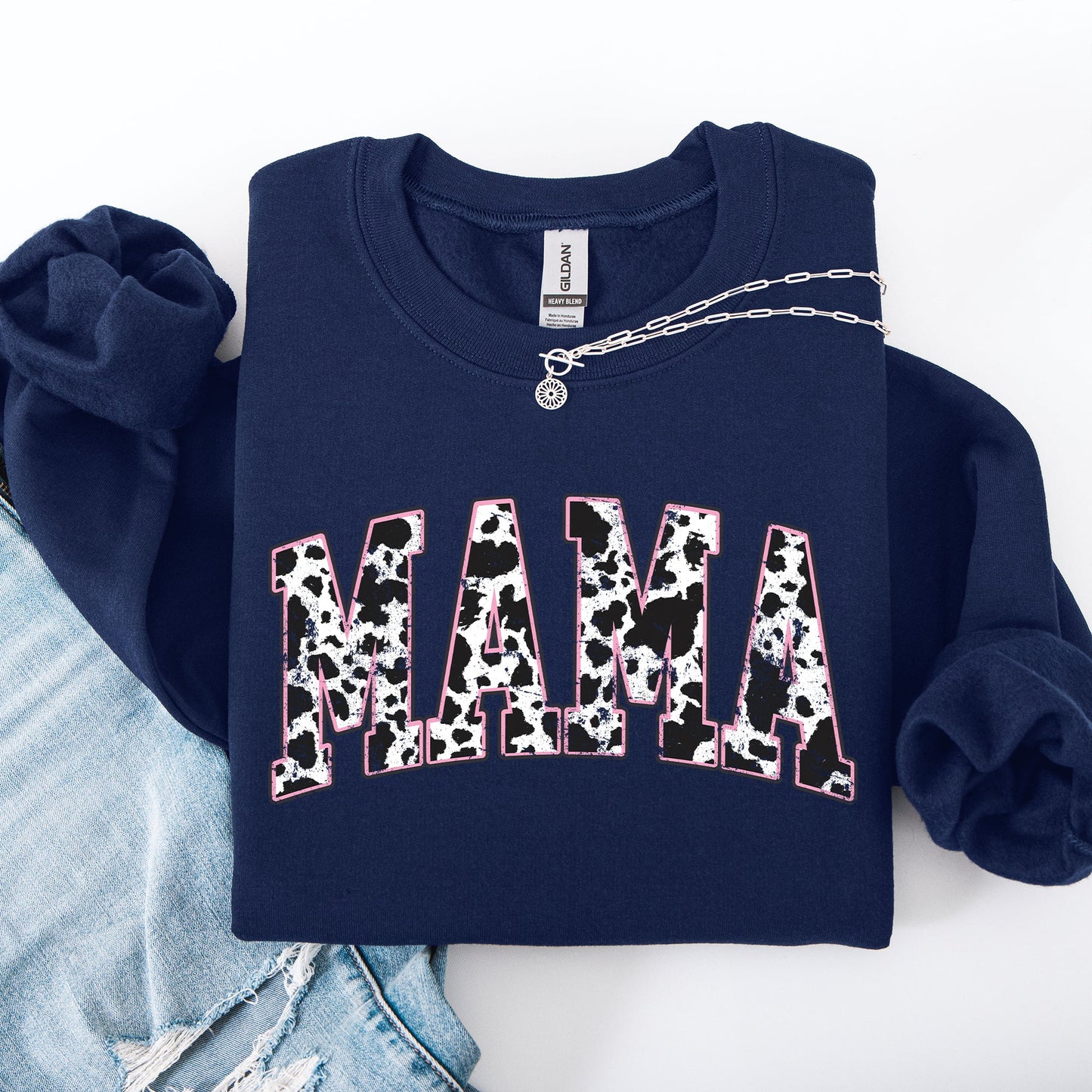 Mama Cow Print, Vintage, Western, Country, Farm, Cowboy, Cowgirl Sweatshirt