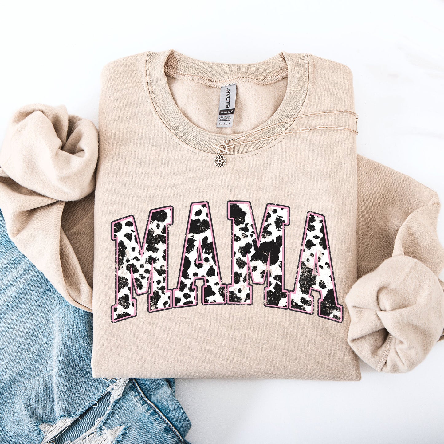 Mama Cow Print, Vintage, Western, Country, Farm, Cowboy, Cowgirl Sweatshirt