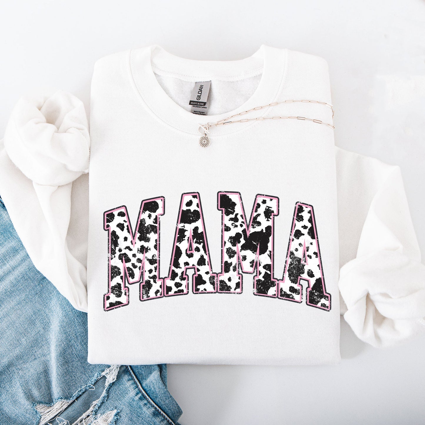 Mama Cow Print, Vintage, Western, Country, Farm, Cowboy, Cowgirl Sweatshirt