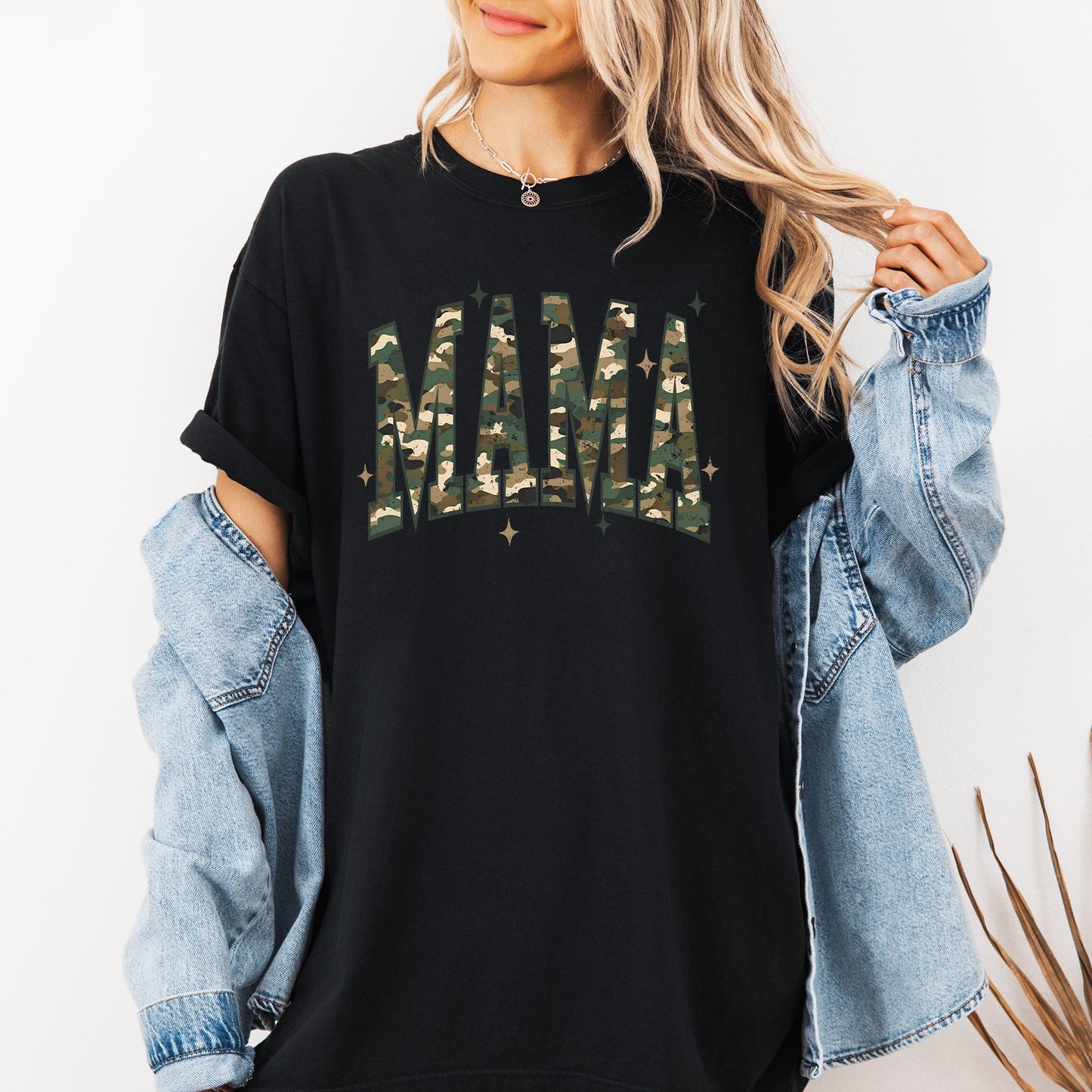 Mama, Camo, Stars, Camouflage, Hunting, Retro, Mother's Day Tshirt Comfort Colors T-Shirt