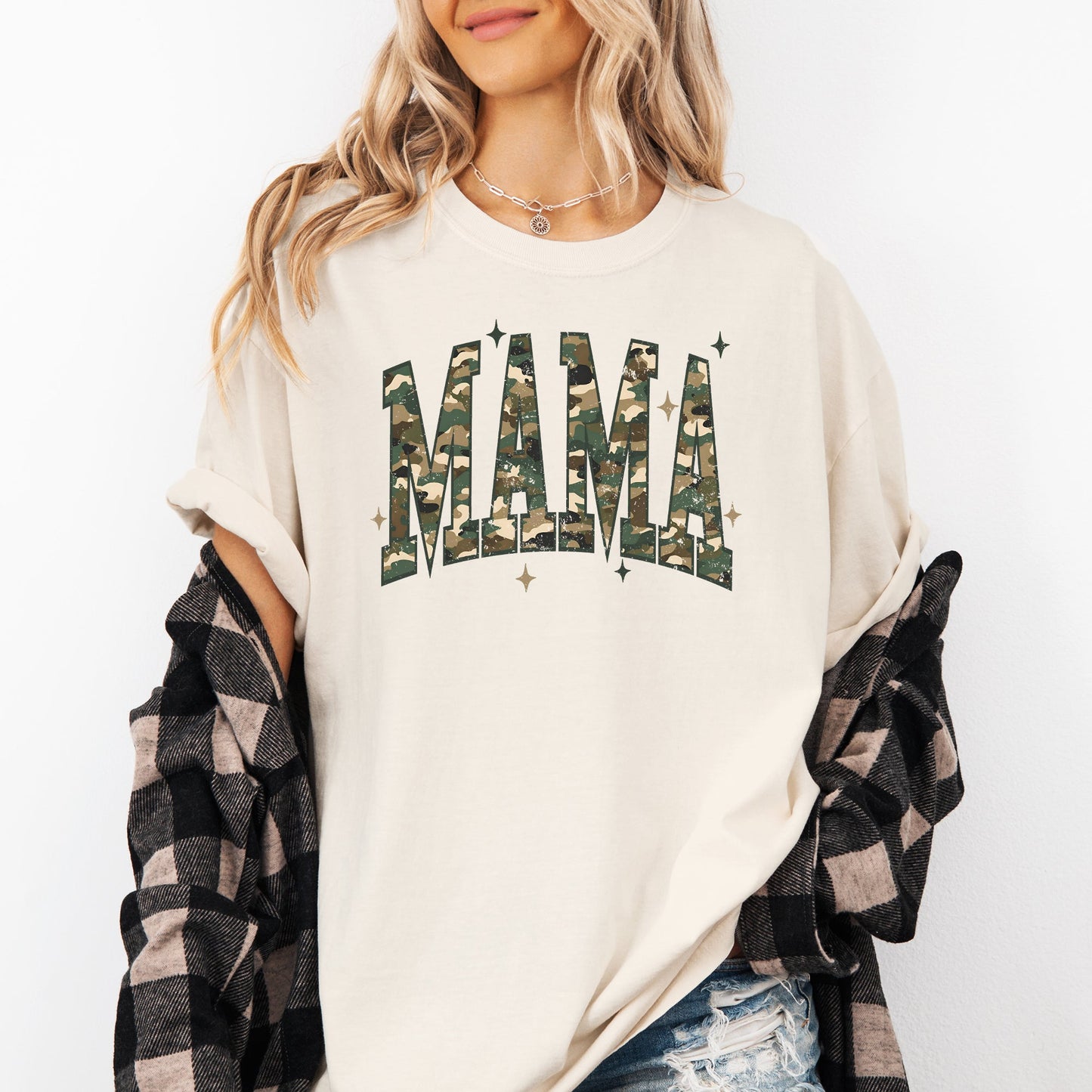 Mama, Camo, Stars, Camouflage, Hunting, Retro, Mother's Day Tshirt Comfort Colors T-Shirt