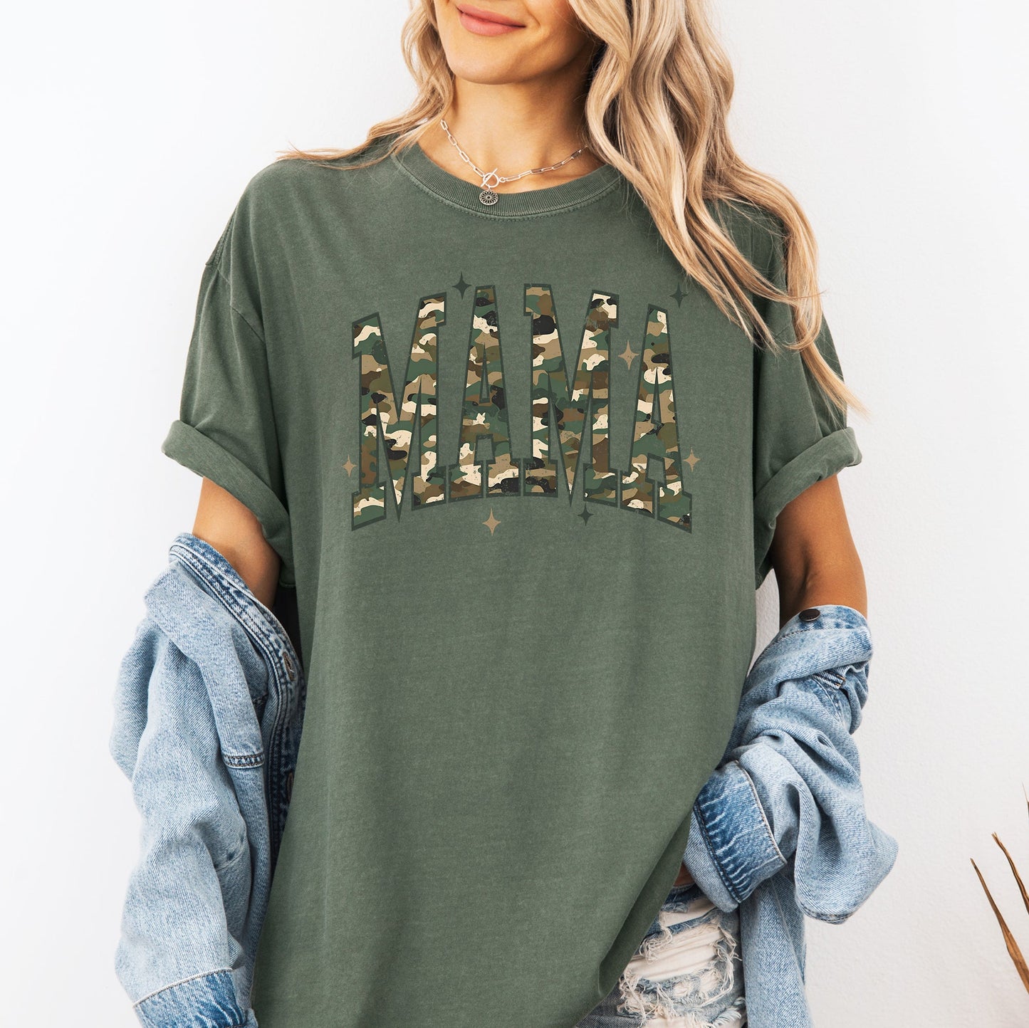 Mama, Camo, Stars, Camouflage, Hunting, Retro, Mother's Day Tshirt Comfort Colors T-Shirt