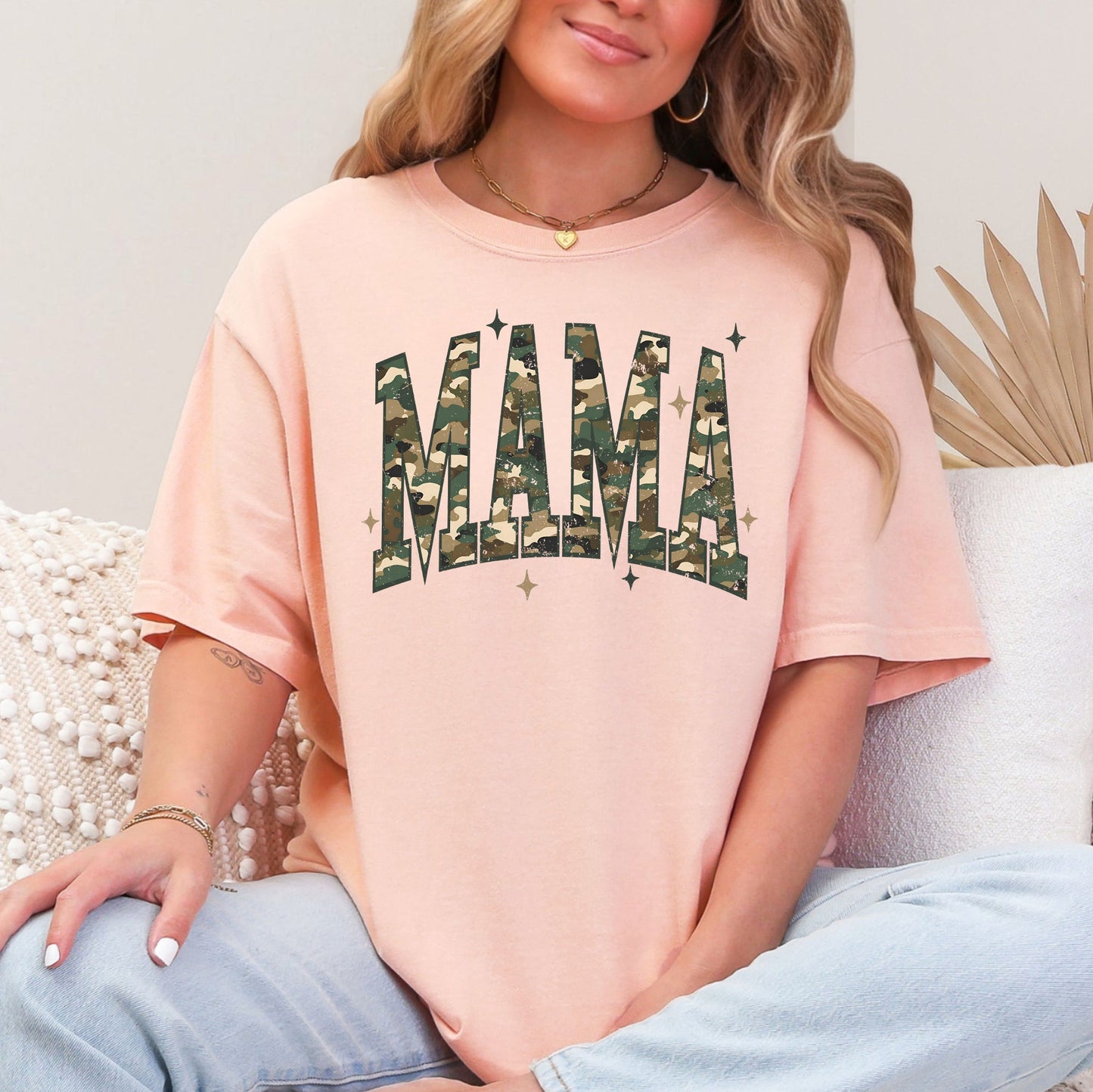 Mama, Camo, Stars, Camouflage, Hunting, Retro, Mother's Day Tshirt Comfort Colors T-Shirt