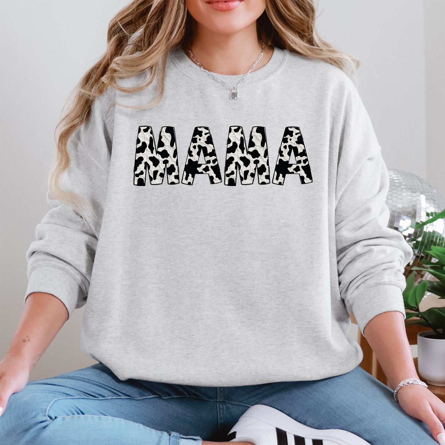 Mama, Cow Print, Classic, Animal Print, Mother's Day Sweatshirt