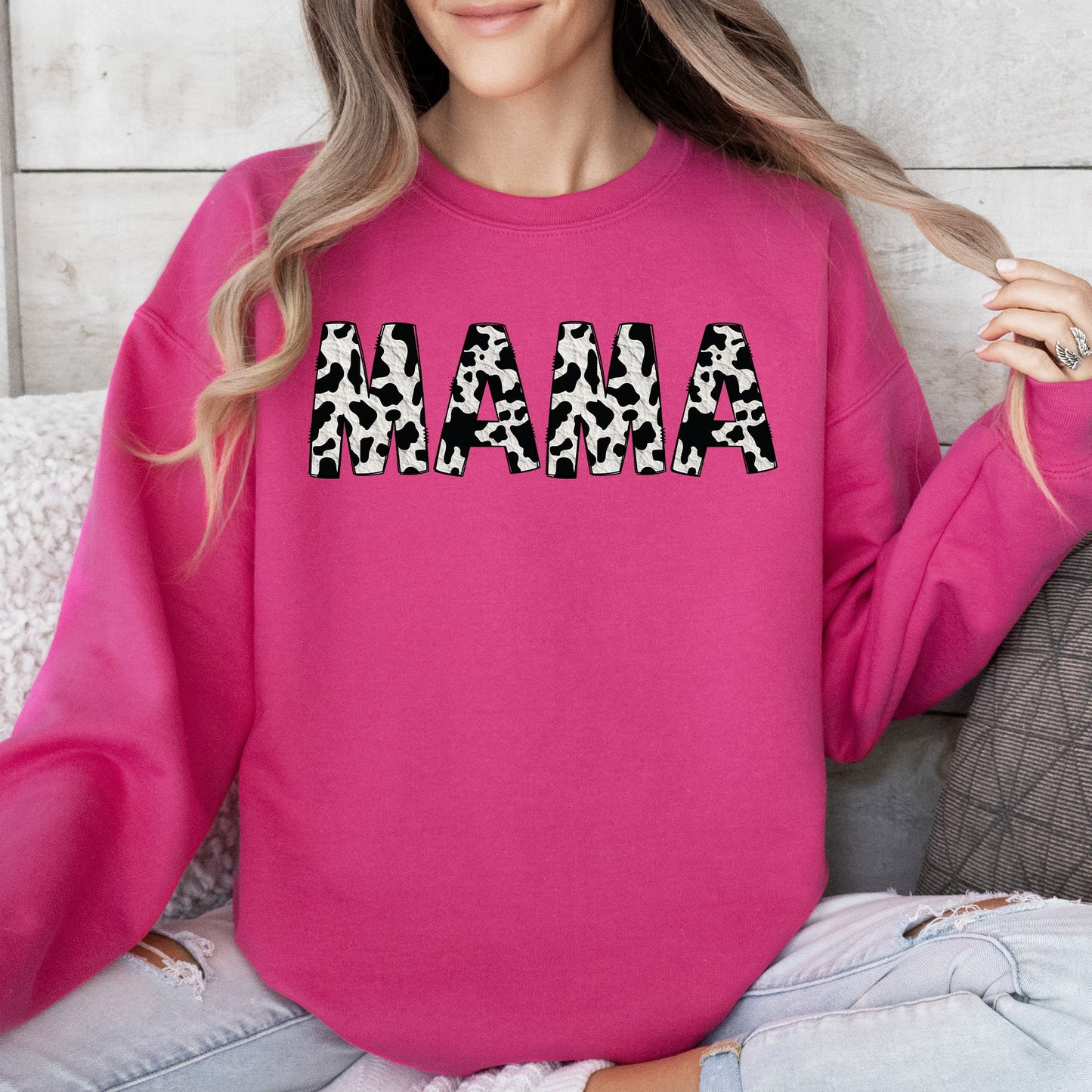 Mama, Cow Print, Classic, Animal Print, Mother's Day Sweatshirt