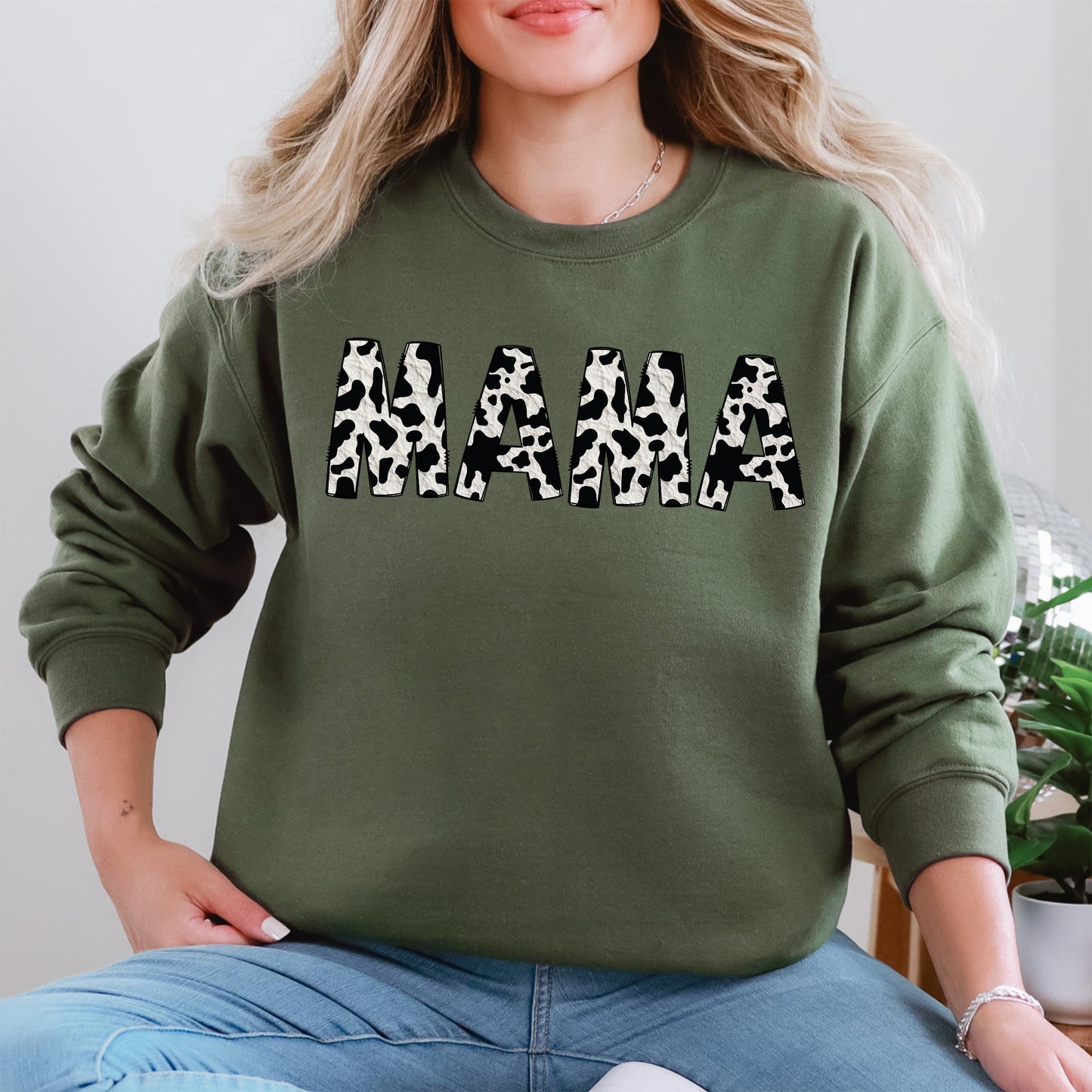 Mama, Cow Print, Classic, Animal Print, Mother's Day Sweatshirt