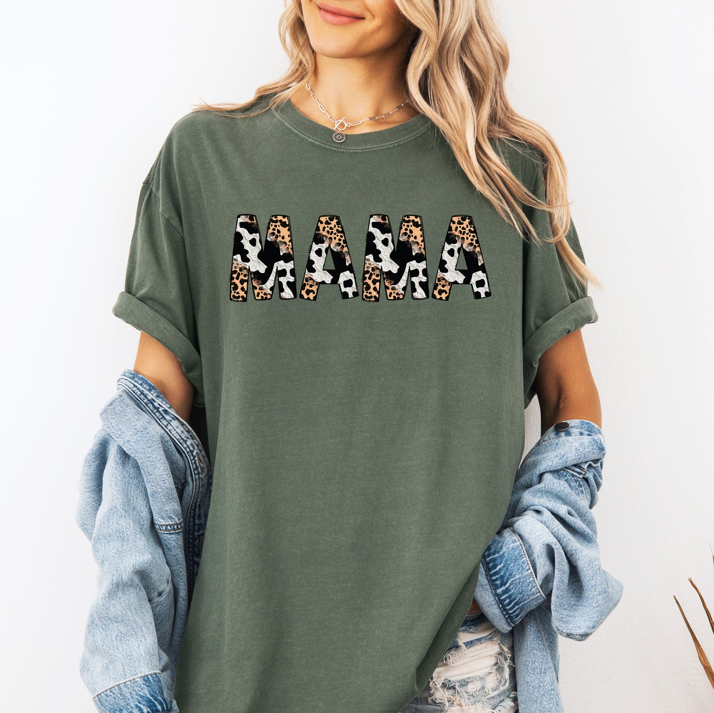 Mama, Leopard Cow Print, Classic, Animal Print, Mother's Day Tshirt Comfort Colors T-Shirt