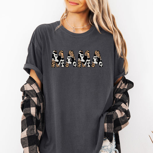 Mama, Leopard Cow Print, Classic, Animal Print, Mother's Day Tshirt Comfort Colors T-Shirt