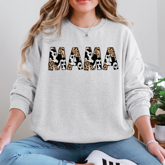 Mama, Leopard Cow Print, Classic, Animal Print, Mother's Day Sweatshirt
