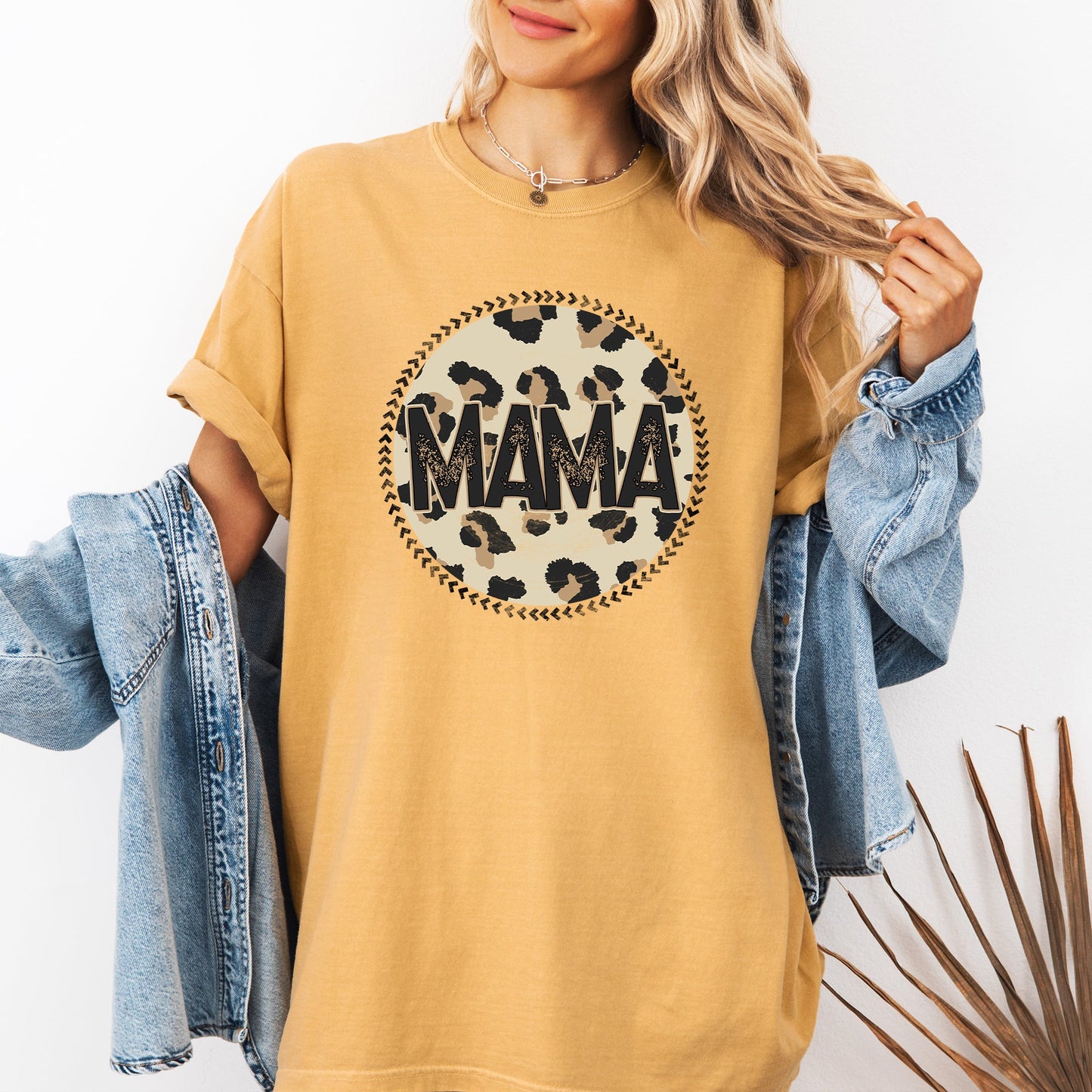 Mama, Leopard Print Circle, Western, Cowboy Tshirt Comfort Colors T-Shirt