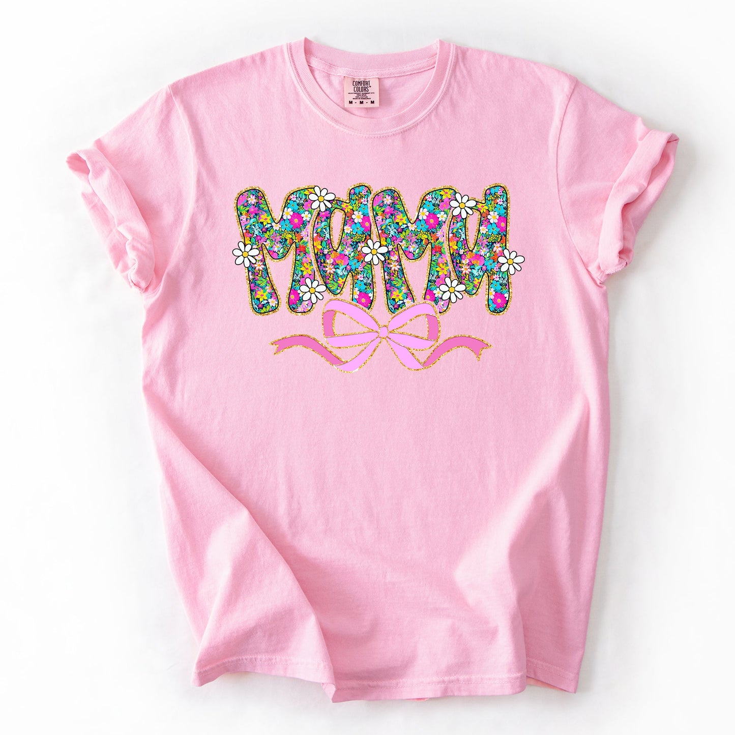 Mama, Mother's Day, Ribbon, Bow, Floral, Flowers, Bright, Colorful, Pastels Tshirt Comfort Colors T-Shirt