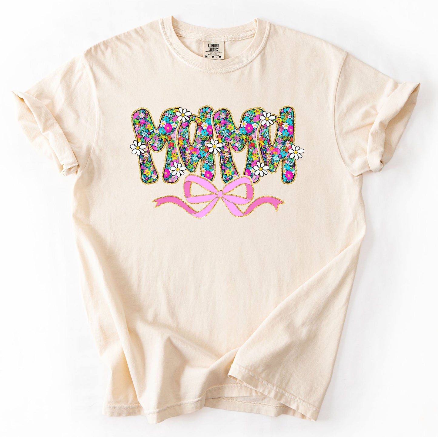 Mama, Mother's Day, Ribbon, Bow, Floral, Flowers, Bright, Colorful, Pastels Tshirt Comfort Colors T-Shirt