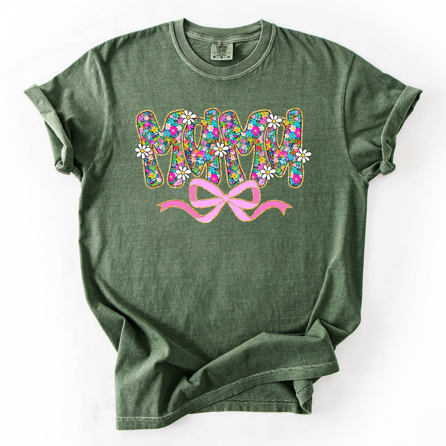 Mama, Mother's Day, Ribbon, Bow, Floral, Flowers, Bright, Colorful, Pastels Tshirt Comfort Colors T-Shirt