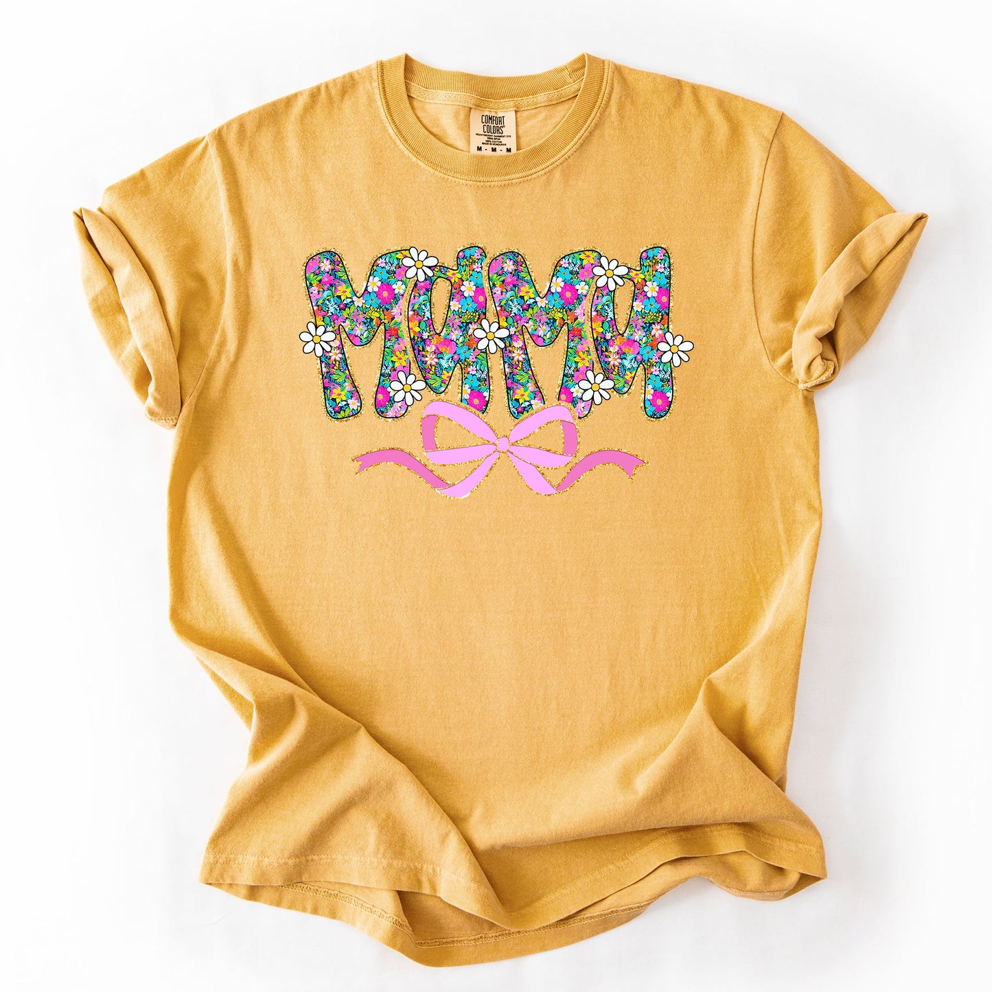 Mama, Mother's Day, Ribbon, Bow, Floral, Flowers, Bright, Colorful, Pastels Tshirt Comfort Colors T-Shirt