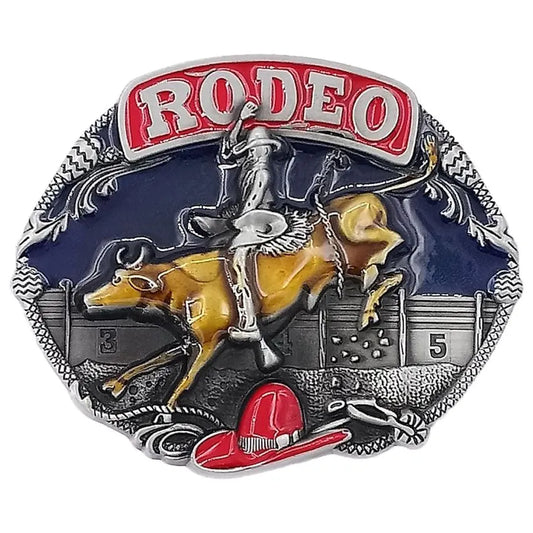 Multicolor Bull Riding Rodeo Belt Buckle – Bold Western Style