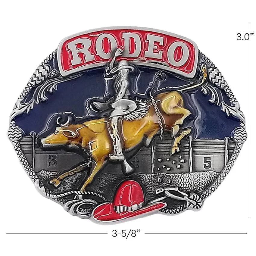 Multicolor Bull Riding Rodeo Belt Buckle – Bold Western Style