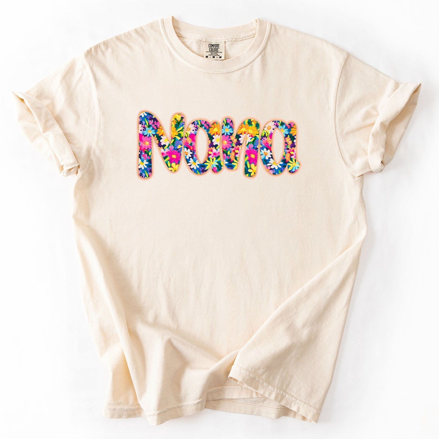 Nana, Floral, Flowers, Mother's Day, Bright, Colorful, Pastels Tshirt Comfort Colors T-Shirt