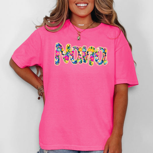 Nana, Floral, Flowers, Mother's Day, Bright, Colorful, Pastels Tshirt Comfort Colors T-Shirt