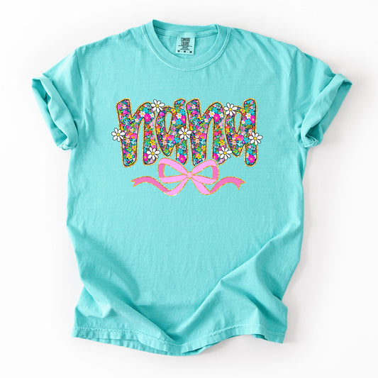Nana, Mother's Day, Ribbon, Bow, Floral, Flowers, Bright, Colorful, Pastels Tshirt Comfort Colors T-Shirt