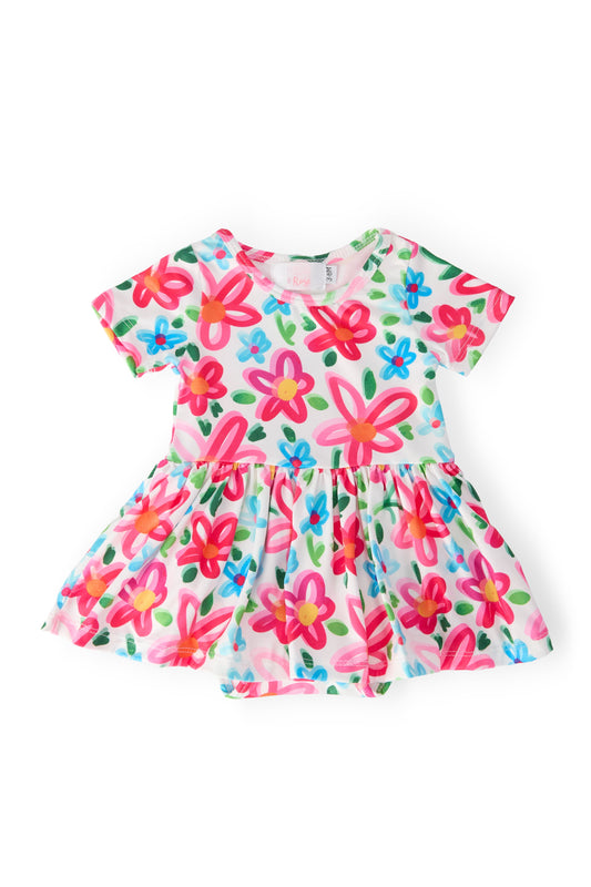 Neon Floral S/S Twirl Bodysuit