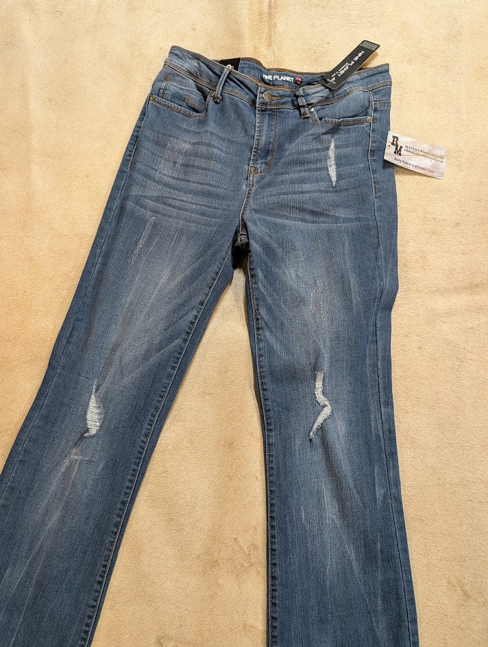 Nine Planet Dark Stone Skinny Jeans – Distressed Stretch Denim