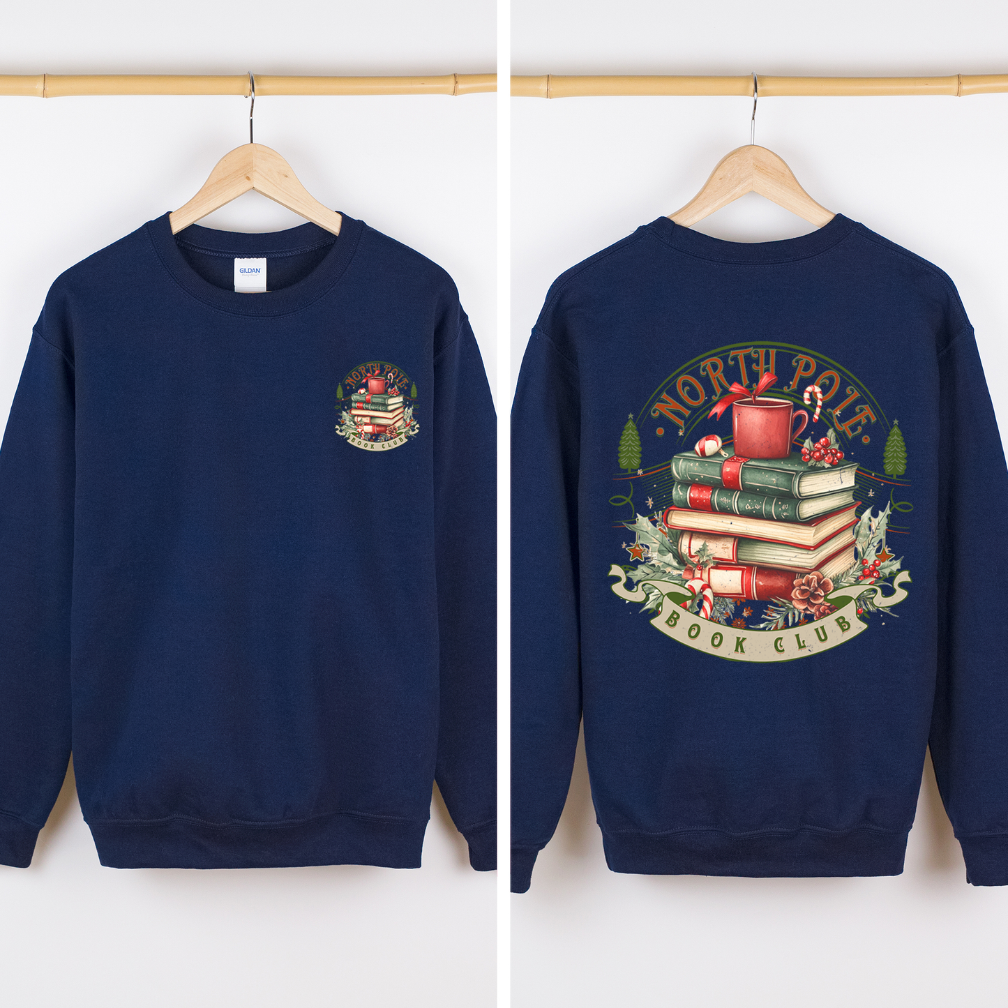 North Pole Book Club, Christmas, Santa, Booktok, Reading, Library, Front and Back Sweatshirt