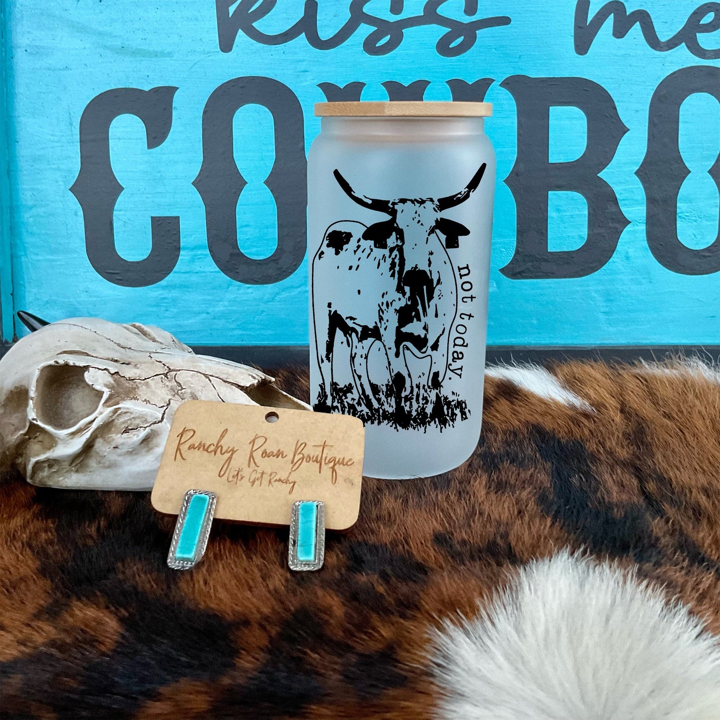 Not Today Steer Frosted Can Glass – Western Tumbler
