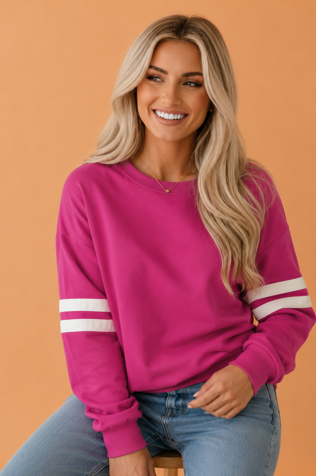 Varsity Stripe Drop Shoulder Oversized Sweatshirt