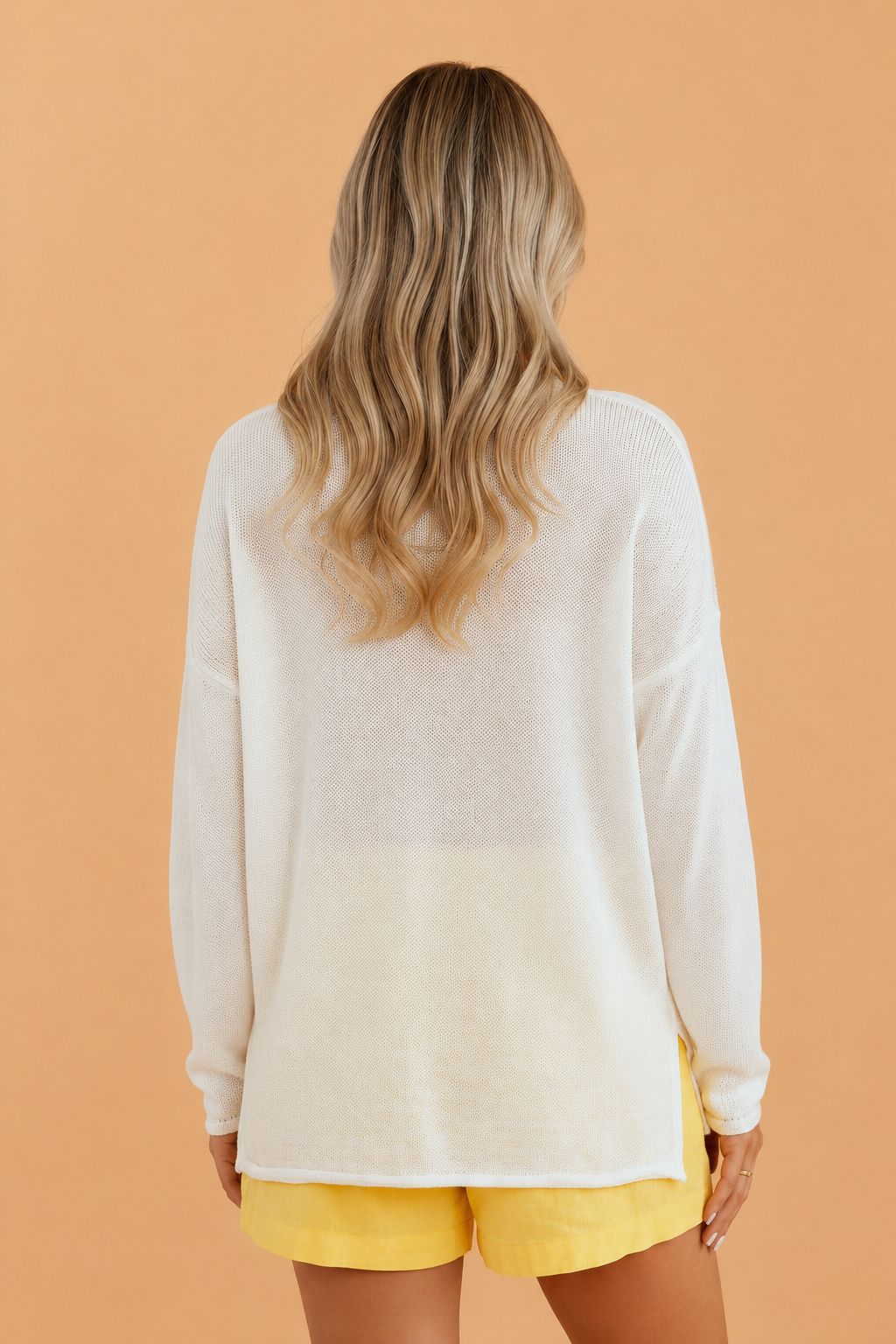 Beach Side V-Neck Lightweight Knit Tunic Sweater