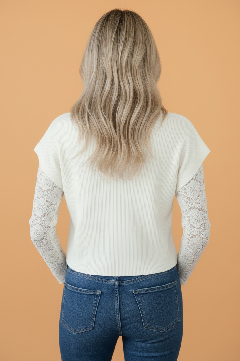 Solid Ribbed Knit Mock Neck Short Sleeve Top