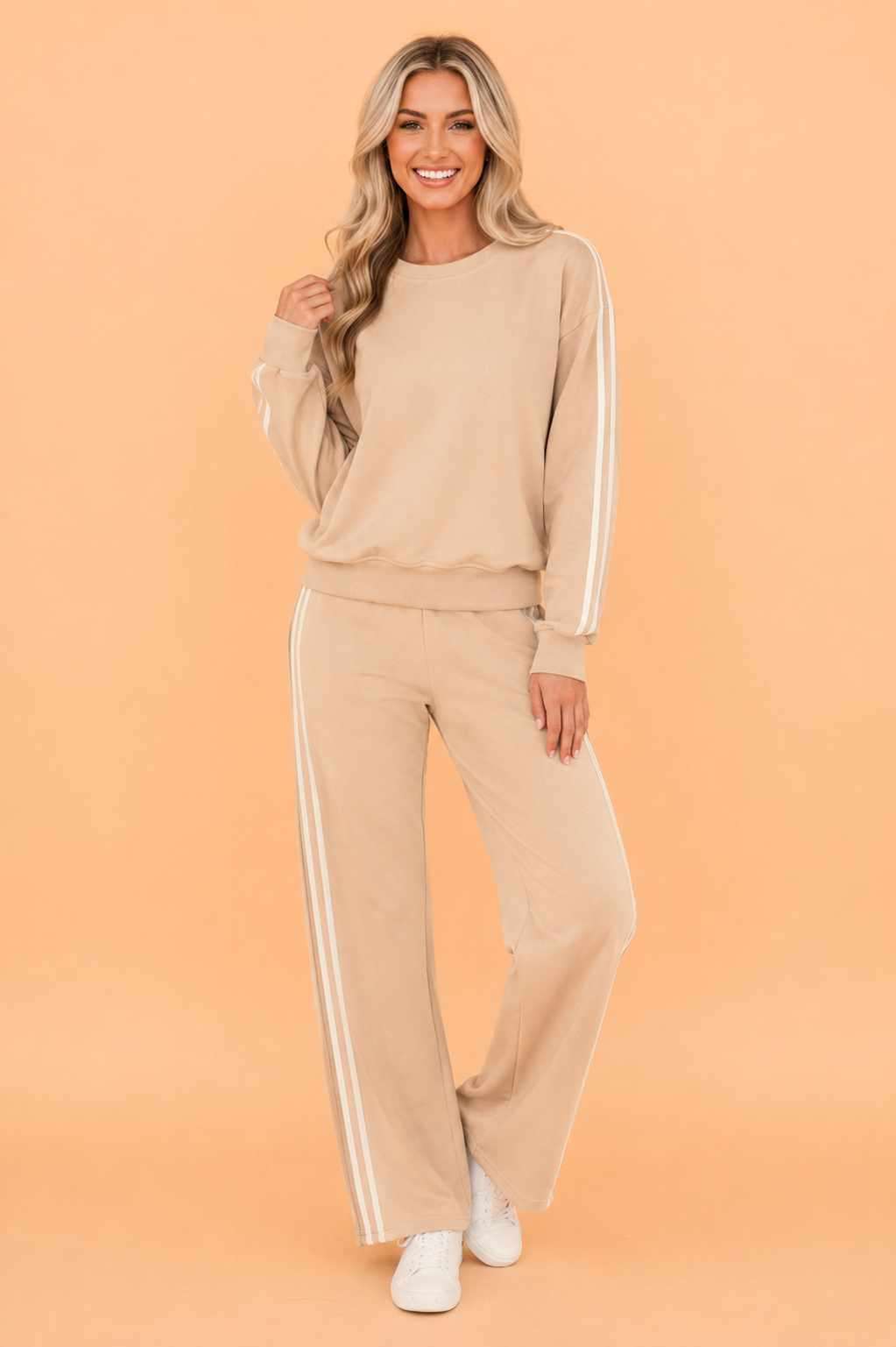 Varsity Stripe Crewneck Pullover & Sweatpants Set