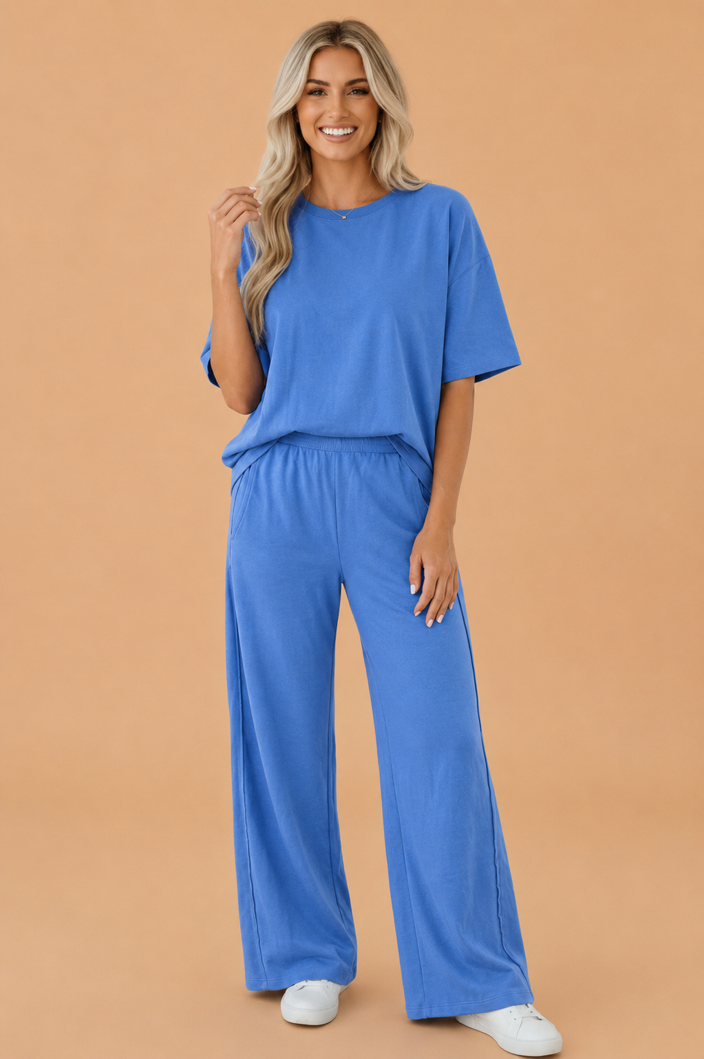 Solid Oversize Tee & Wide Leg Pants Set