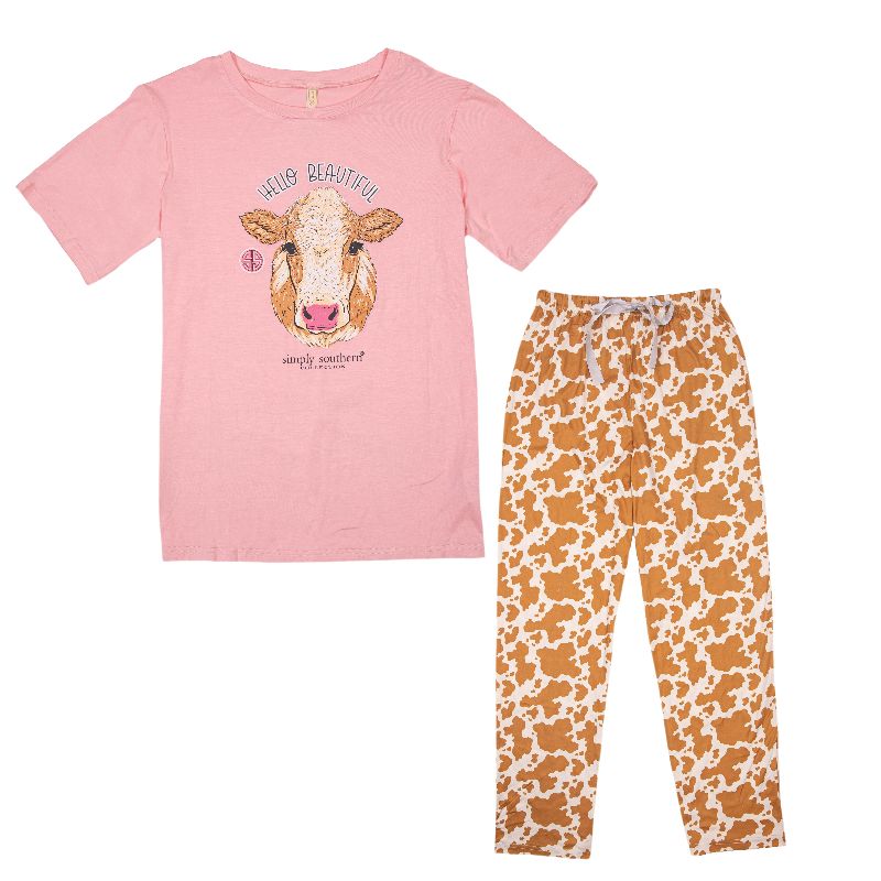 Hello Beautiful - Cow - SS - S22 - Adult PJ Set