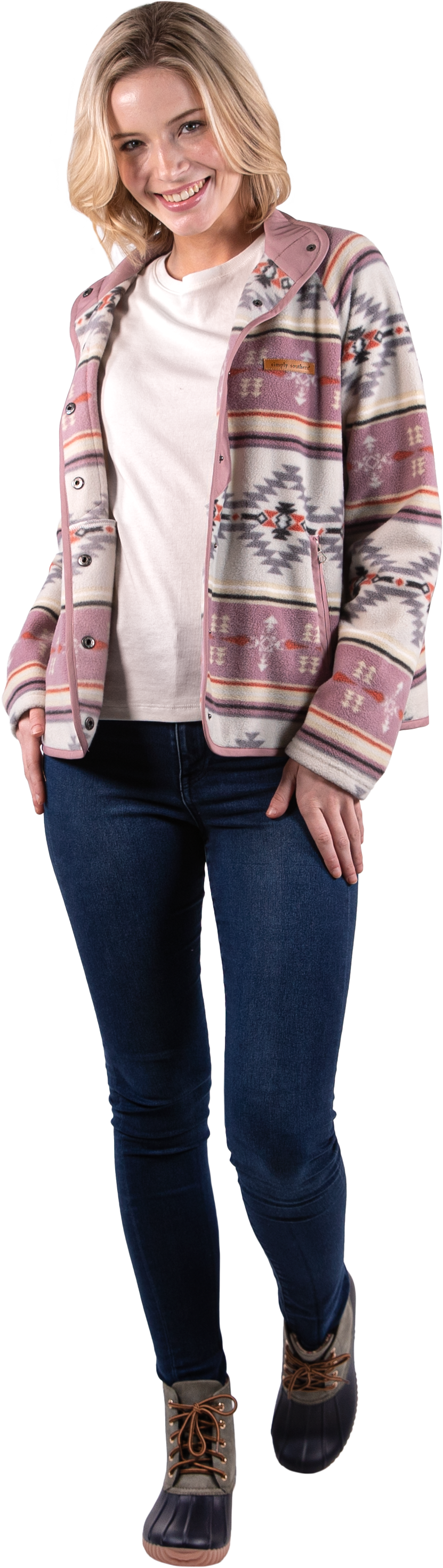 Fleece Snap Jacket - Aztec- F22 - Simply Southern