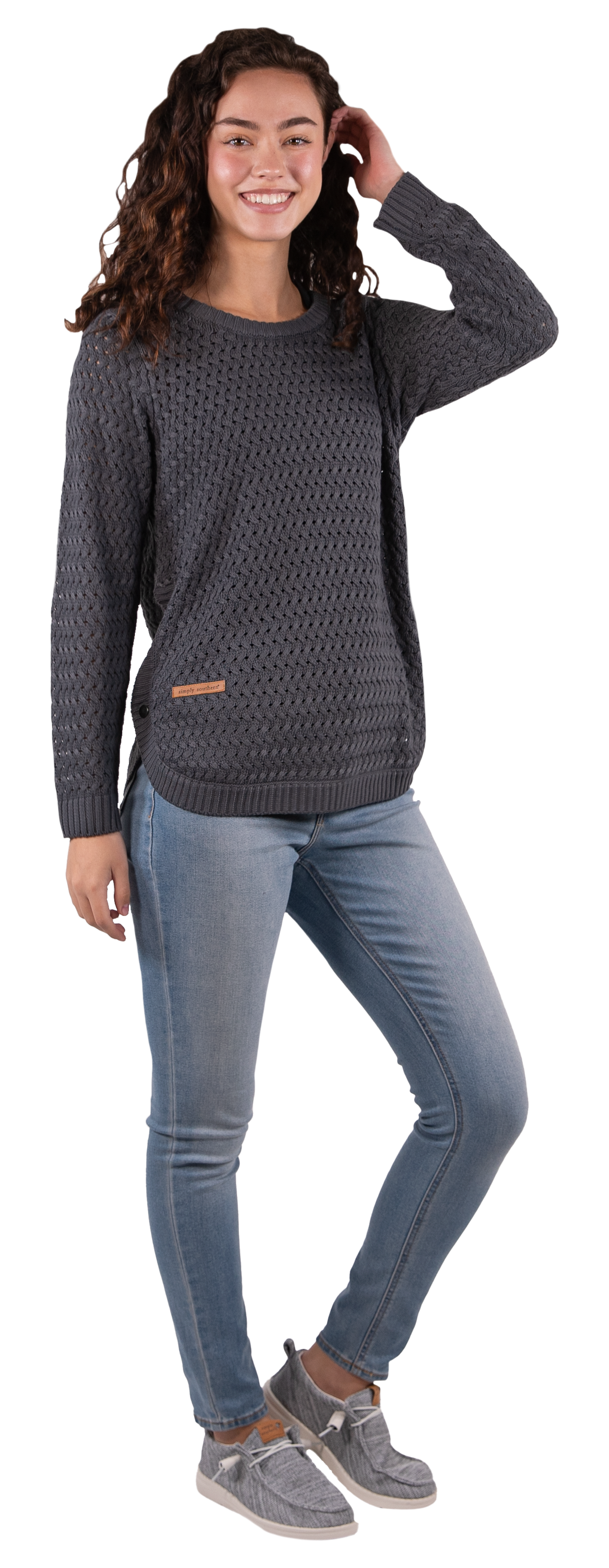Snap Sweater - Stone - F22 - Simply Southern
