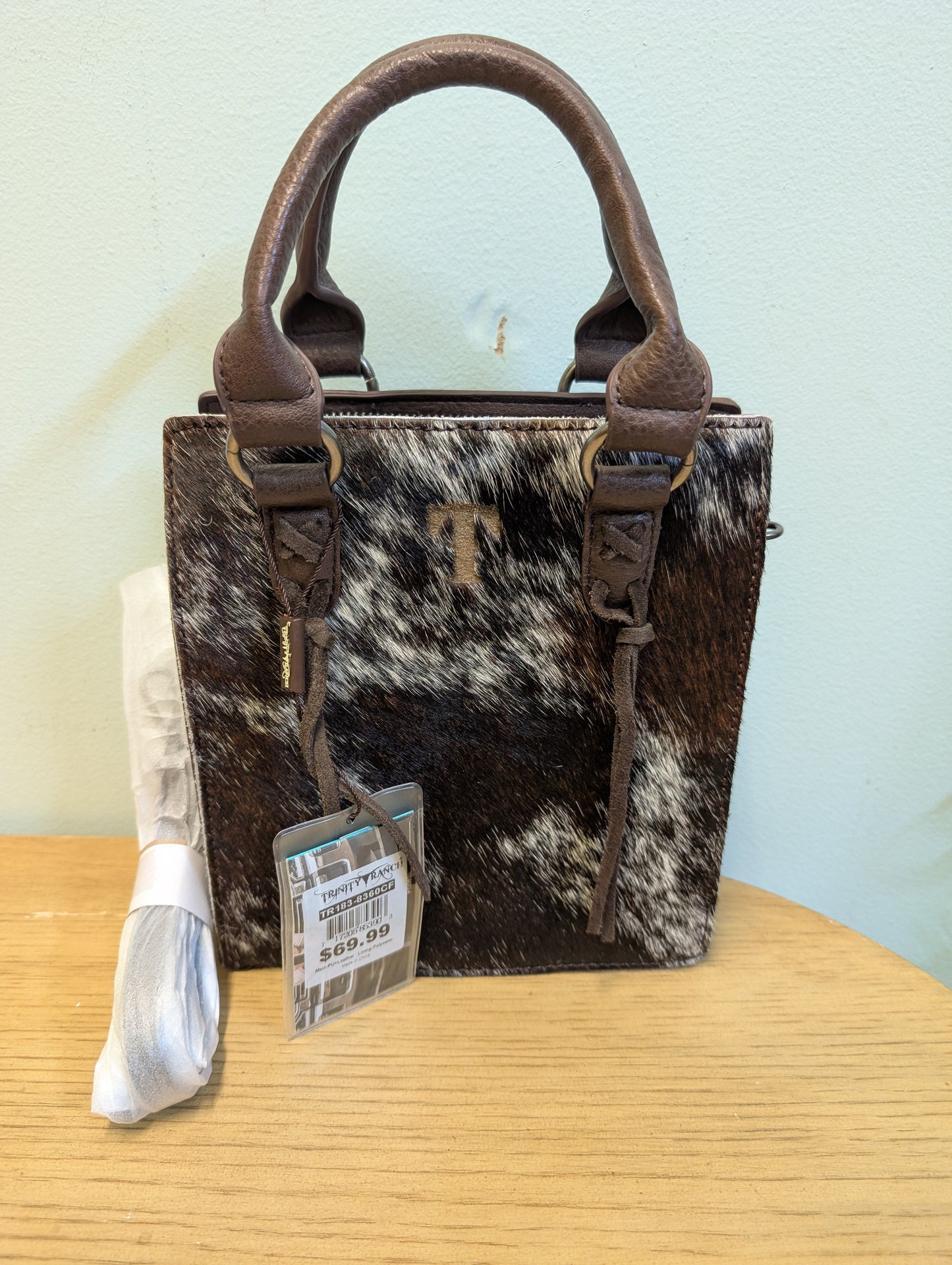 Trinity Ranch Genuine Hair-On Cowhide Tote by Montana West