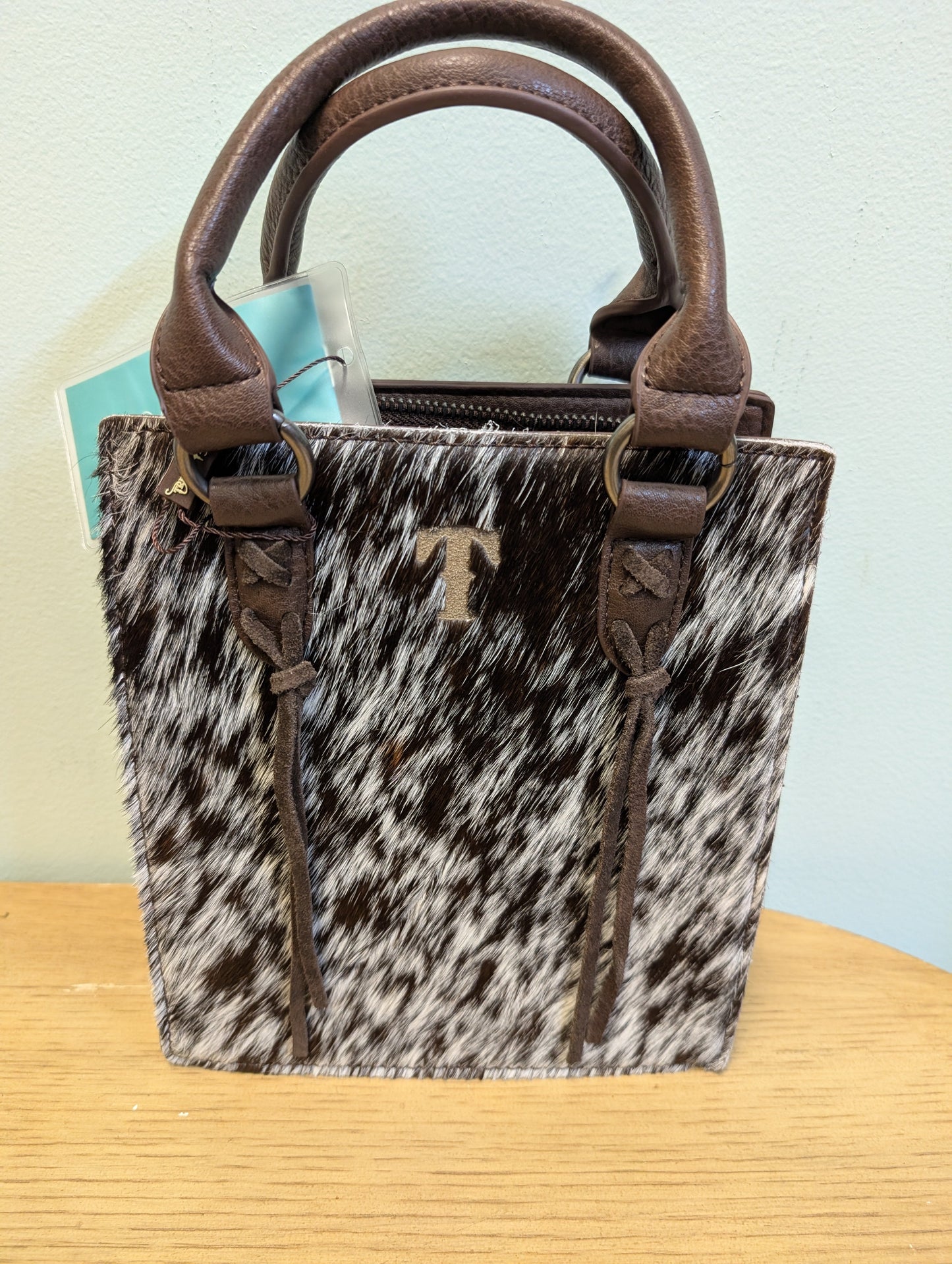 Trinity Ranch Genuine Hair-On Cowhide Tote by Montana West
