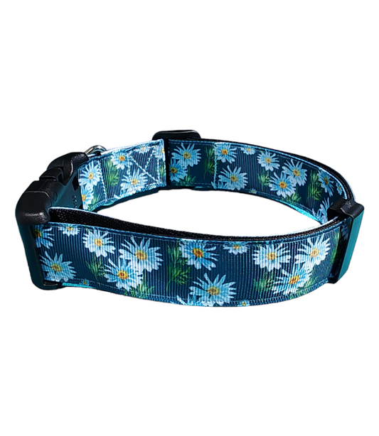 Watercolor Flowers Green Nylon Dog Collar MD, LG, XL, Leash