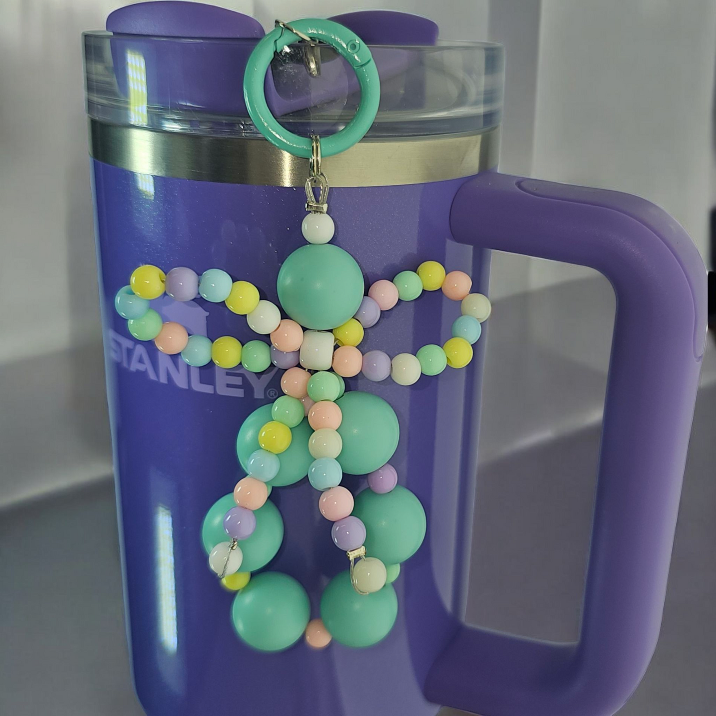 Beaded Ribbon Bow Tumbler Cup Charm Pendant