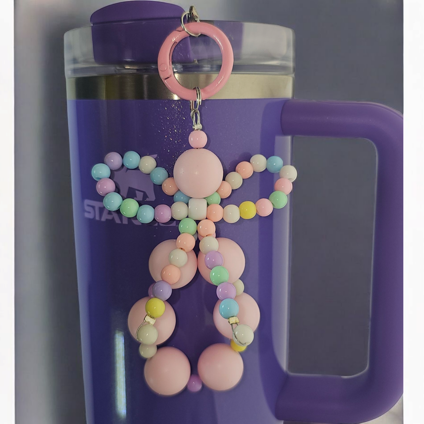 Beaded Ribbon Bow Tumbler Cup Charm Pendant