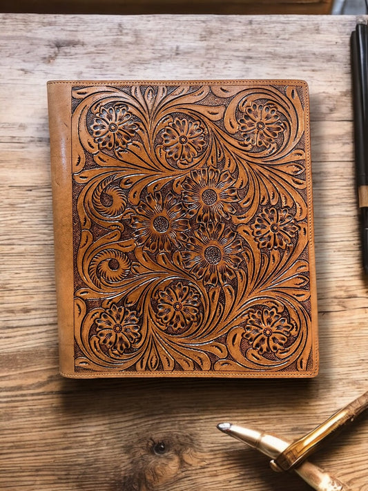 All Tooled Leather Floral Planner