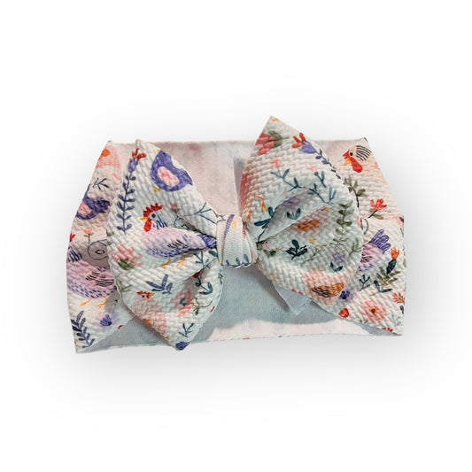 Chicken Floral Baby Headwrap Bow