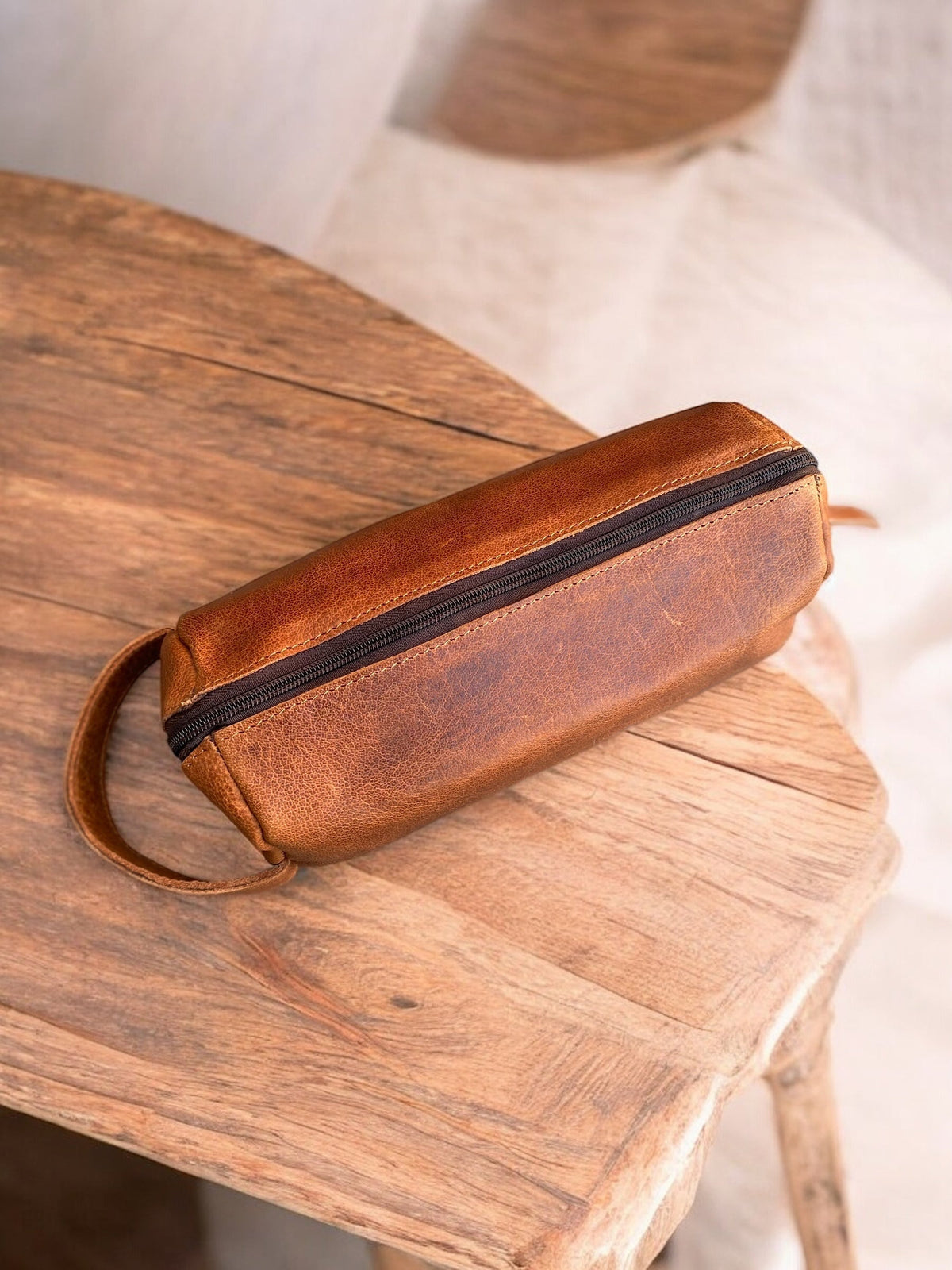 Grain Full Leather Toiletry Bag  