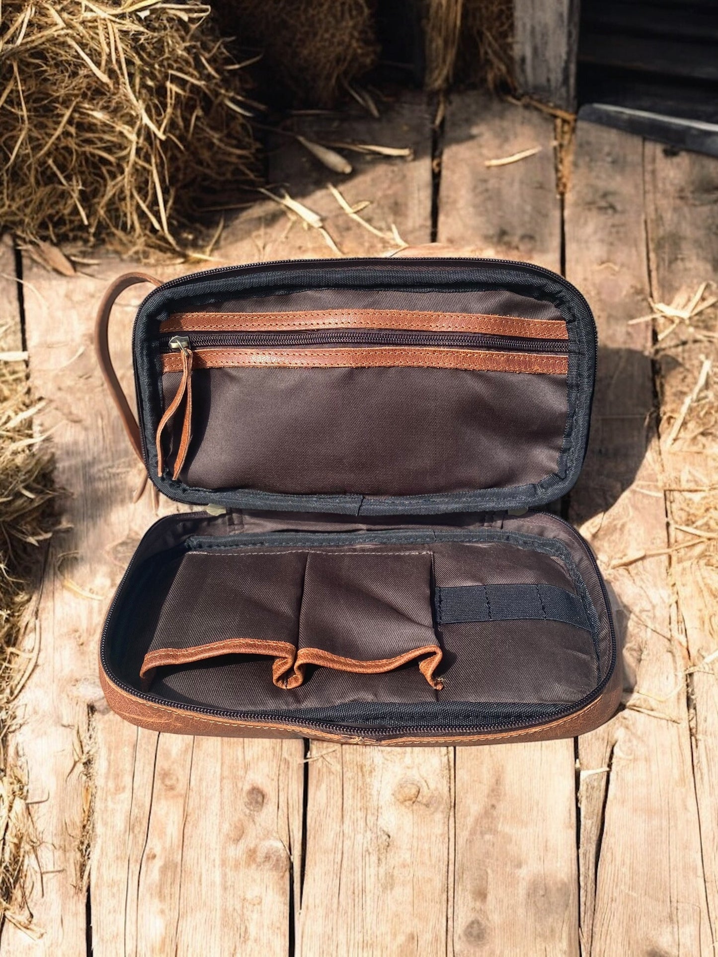Rust Leather Toiletry Bag  