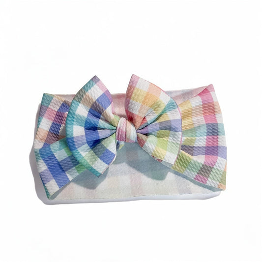 Spring Plaid Baby Headwrap Bow