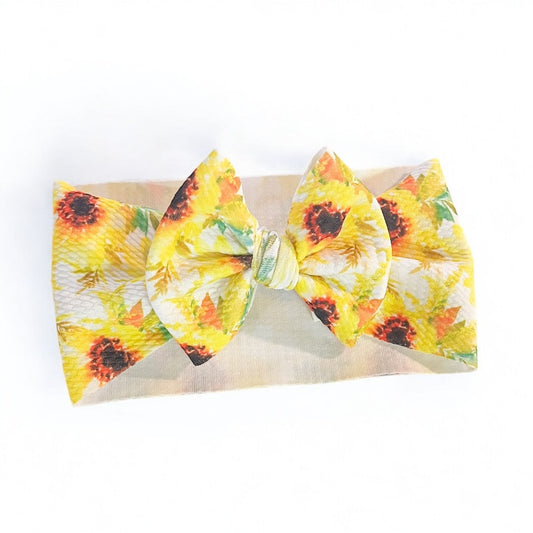 Watercolor Sunflower Baby Headwrap Bow
