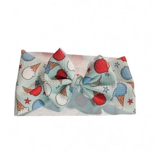 Patriotic Ice Cream Baby Headwrap Bow