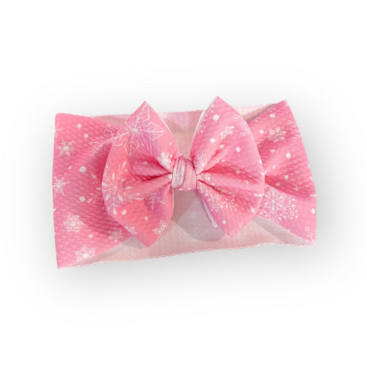 Pink Snowflake Headwrap Bow